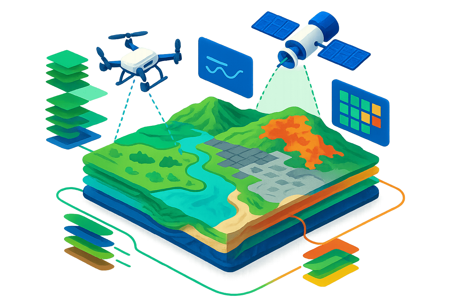 Ilustração Geoprocessamento e Sensoriamento Remoto